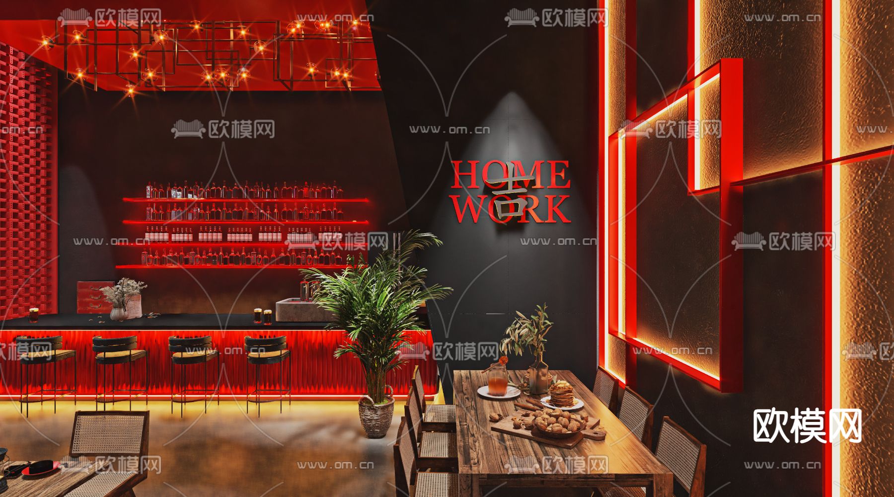 音乐餐吧 网红餐厅3d模型下载（渲染图5）