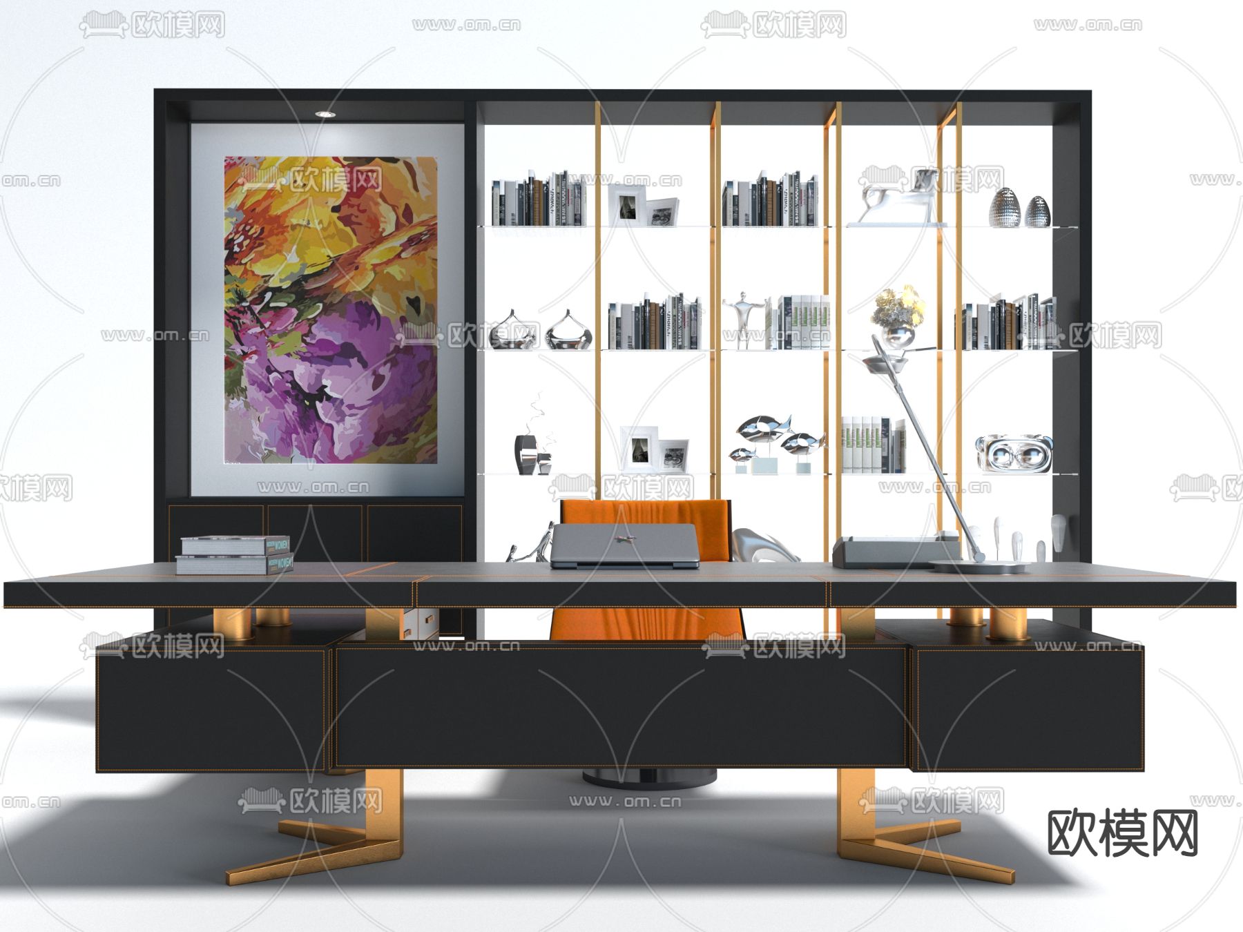 大班台 办公桌 展柜 班台桌3d模型下载