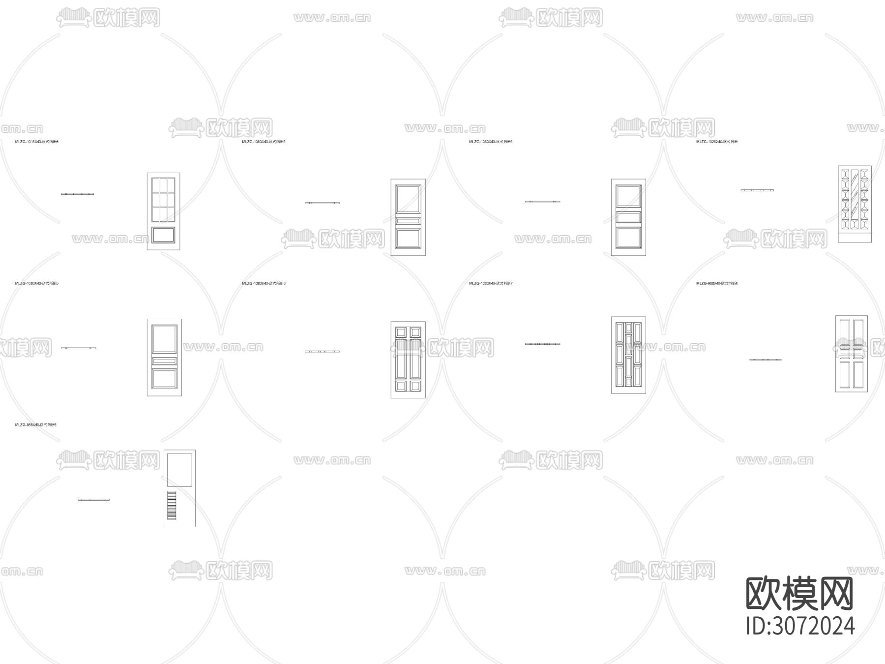 欧式方形线框纹理隔断 屏风cad图库下载