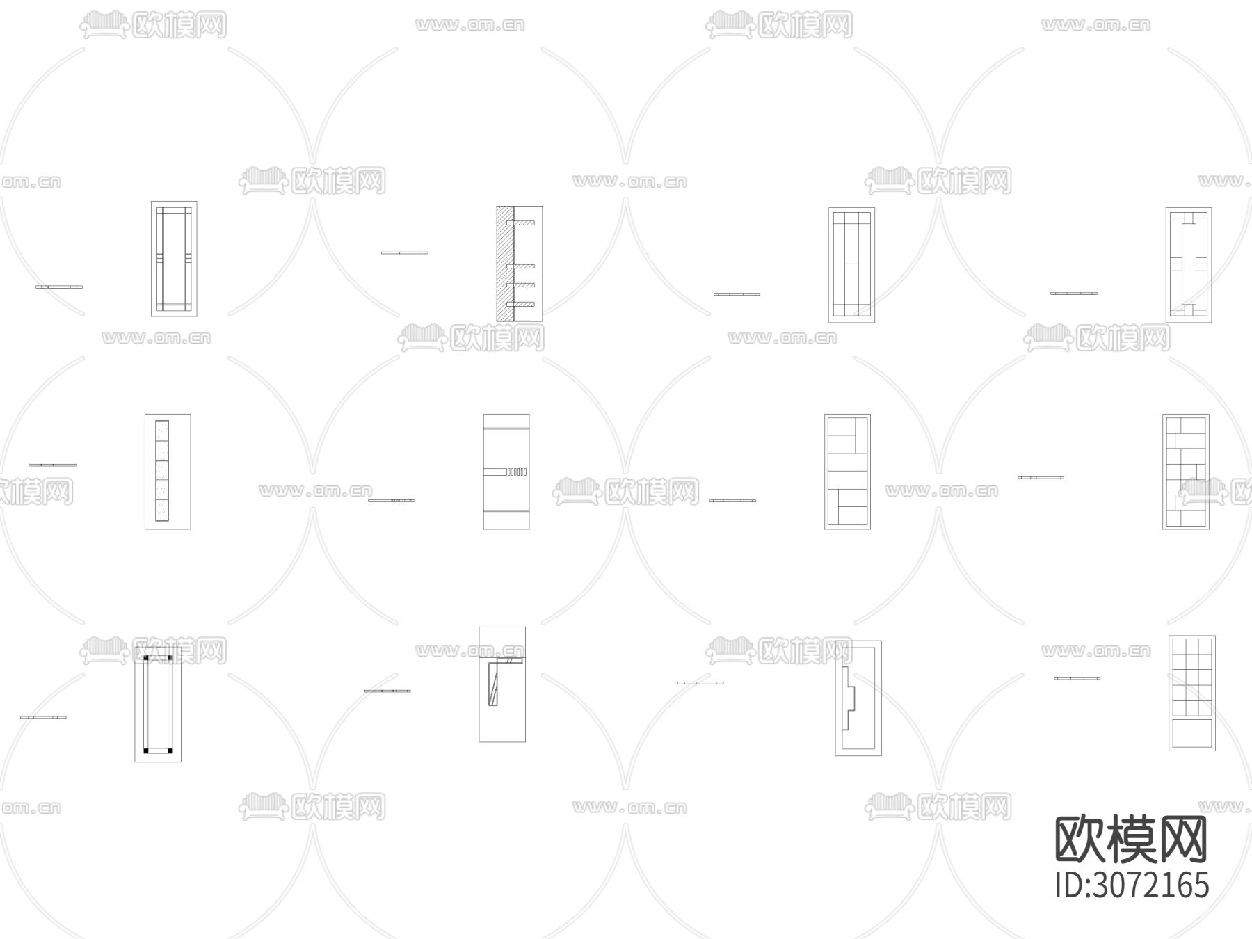 现代长方形组合纹理隔断 屏风cad图库下载