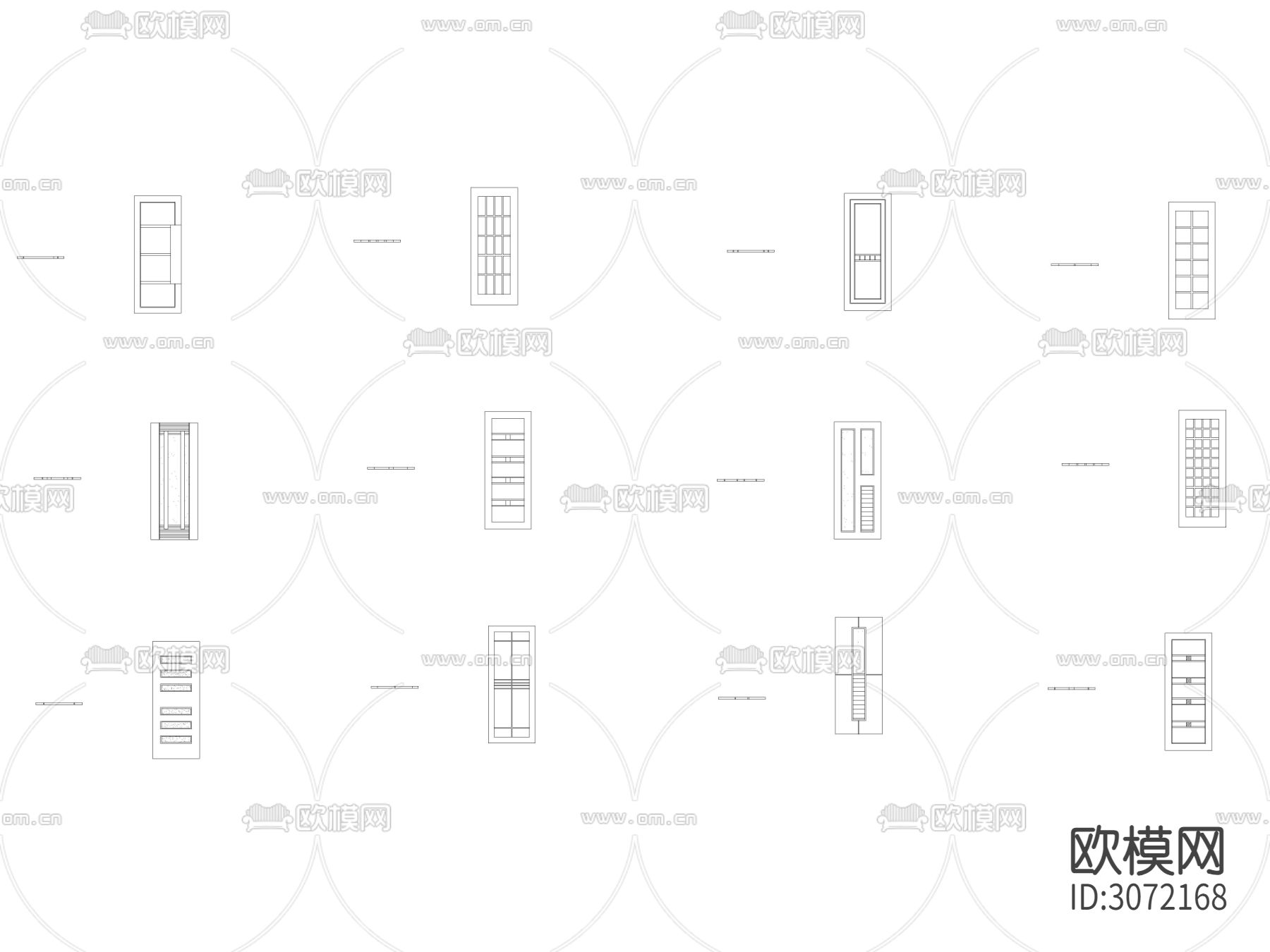 现代长方形组合纹理隔断 屏风cad图库下载