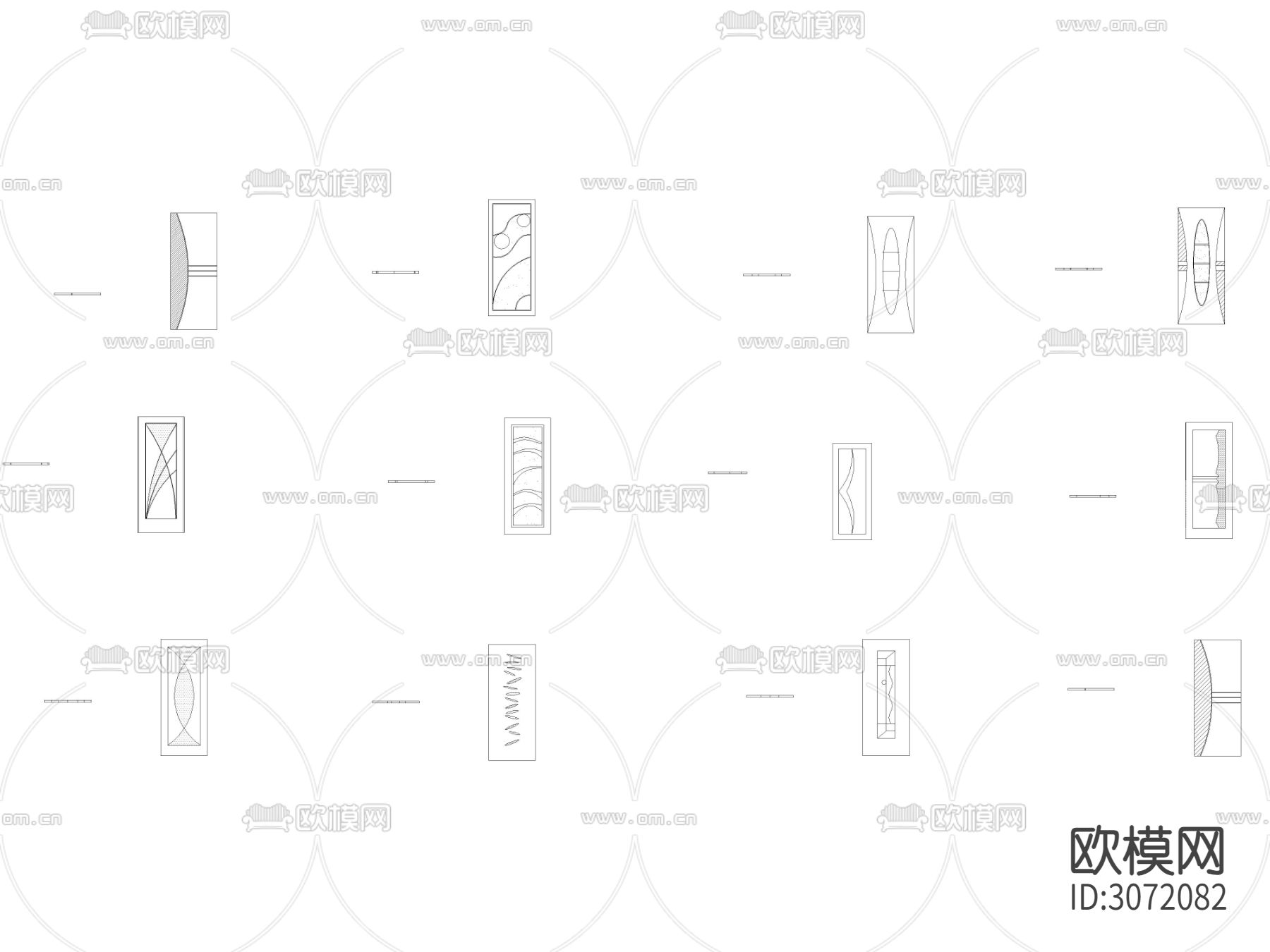 现代弧度纹理隔断 屏风cad图库下载