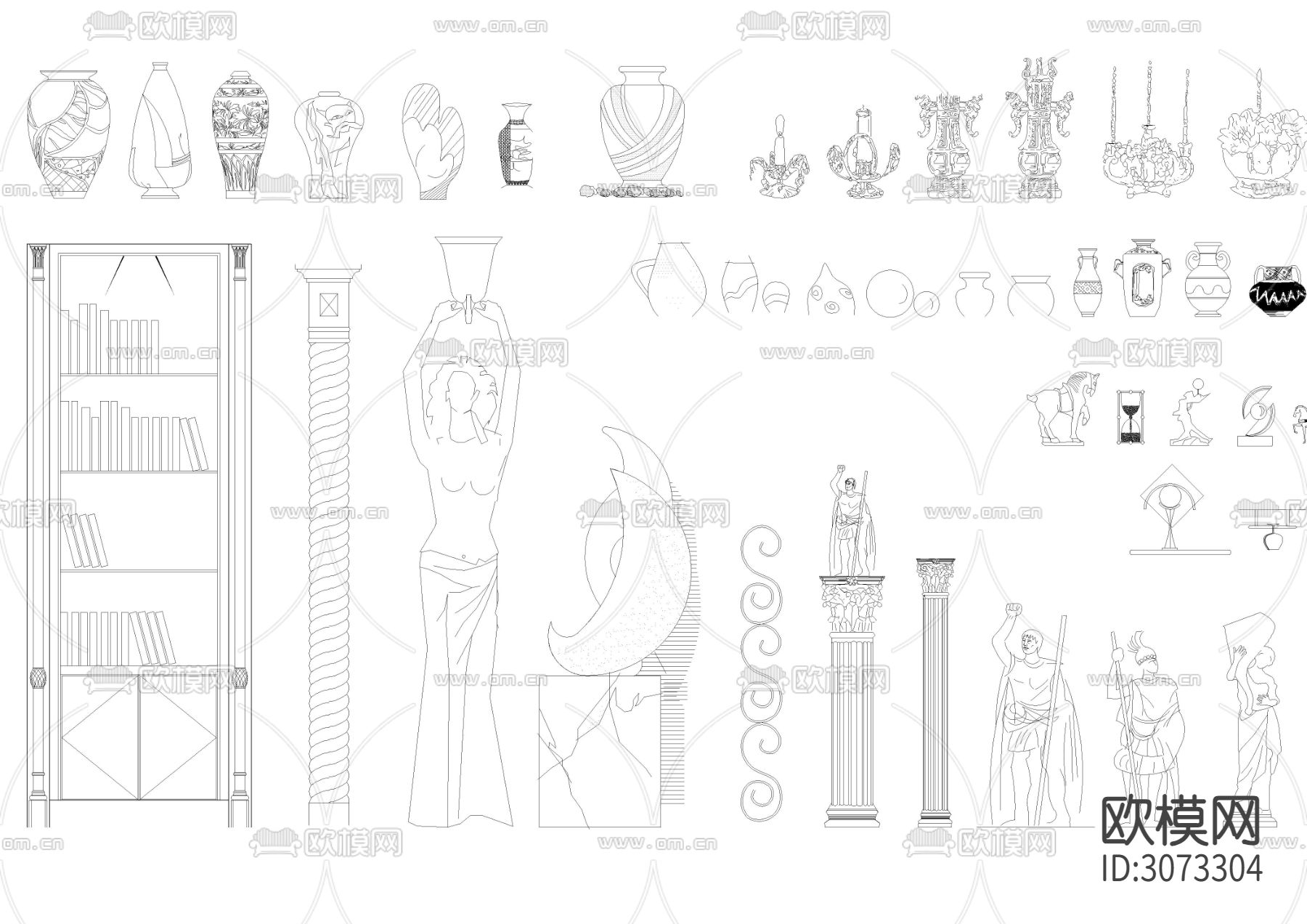2024交通工具 灯具等CAD平立面图库 装饰画 屏风隔断cad图库下载（渲染图7）