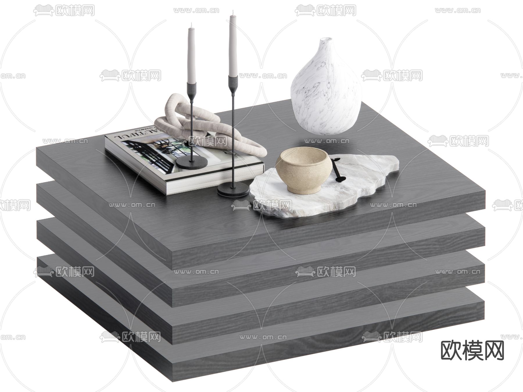 侘寂风茶几su模型下载（渲染图1）