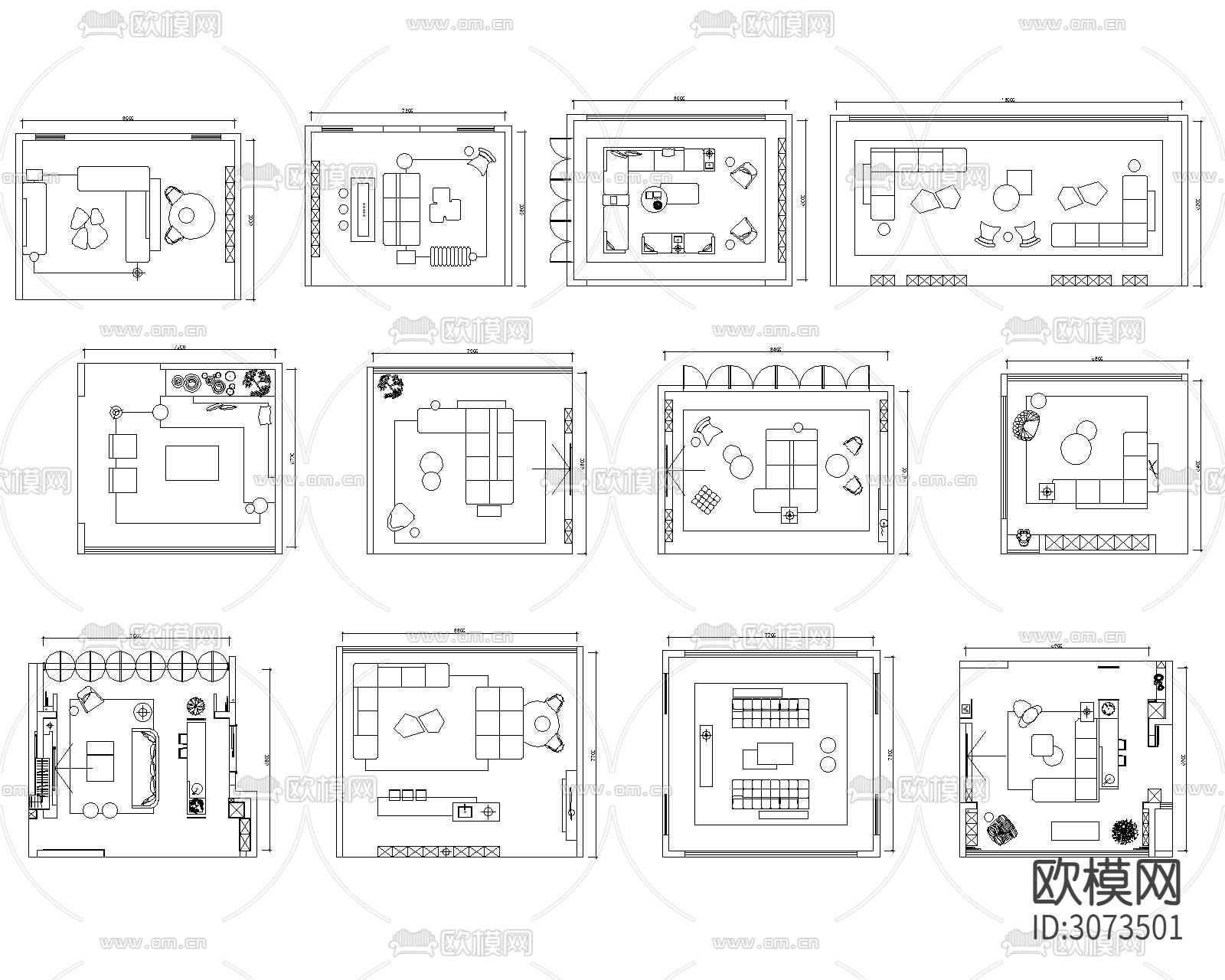 客厅沙发茶几cad图库下载（渲染图6）