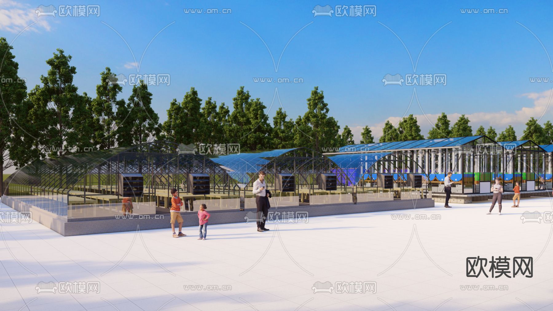 温室大棚 农业蔬菜大棚 种植采光大棚 阳光房su模型下载（渲染图2）