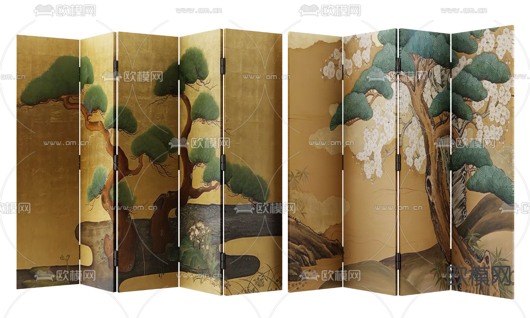 新中式屏风 字画隔断 宋式屏风3d模型下载