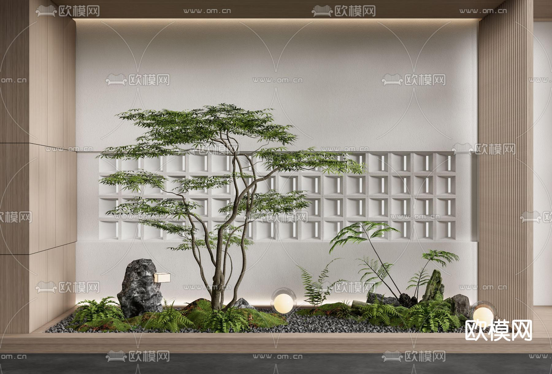 庭院小品 室内造景 植物堆 蕨类植物3d模型下载