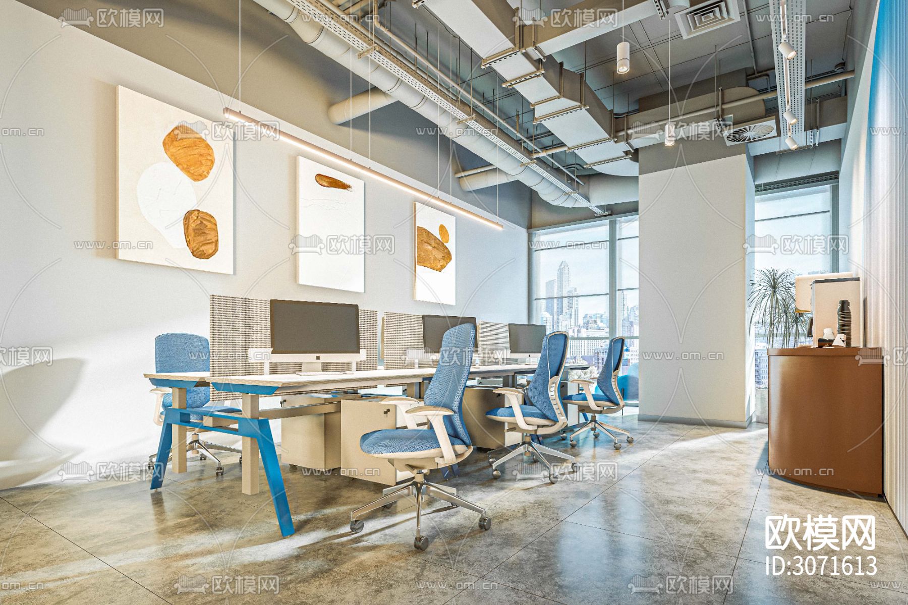 某办公楼整层cad施工图下载（渲染图5）