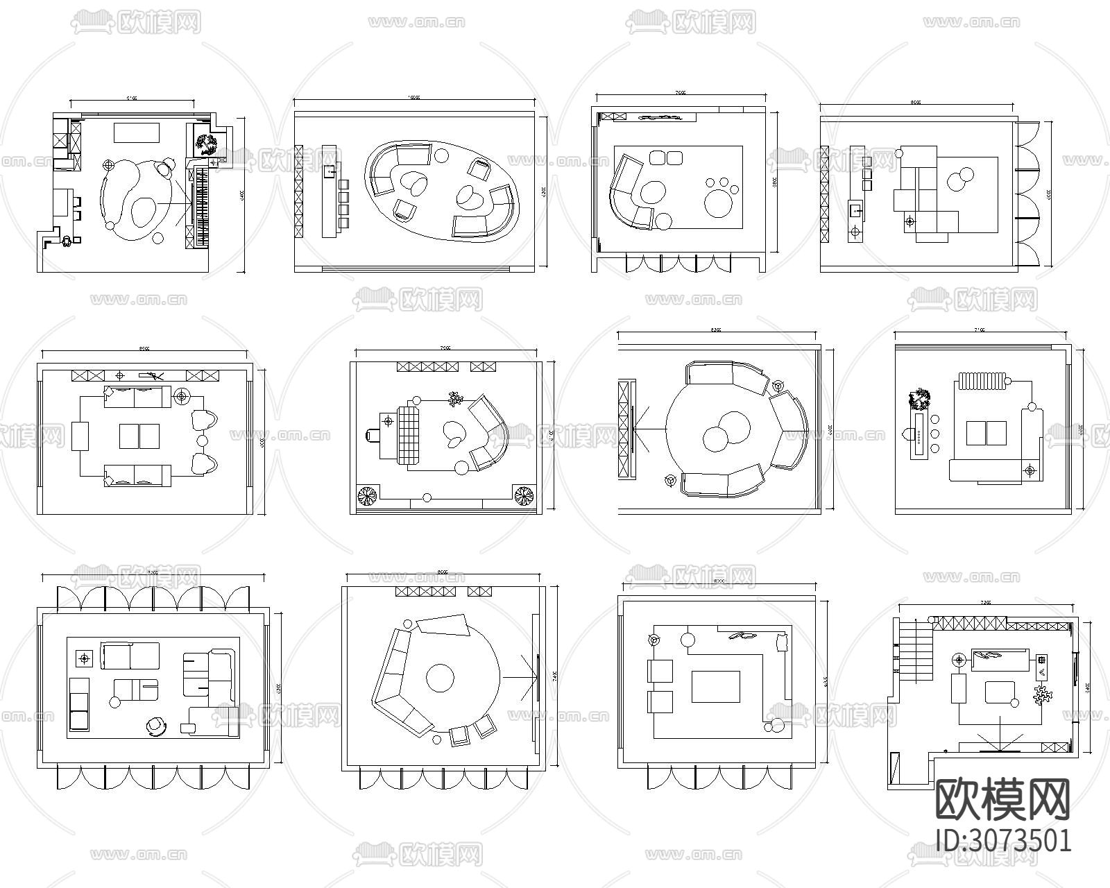客厅沙发茶几cad图库下载（渲染图4）