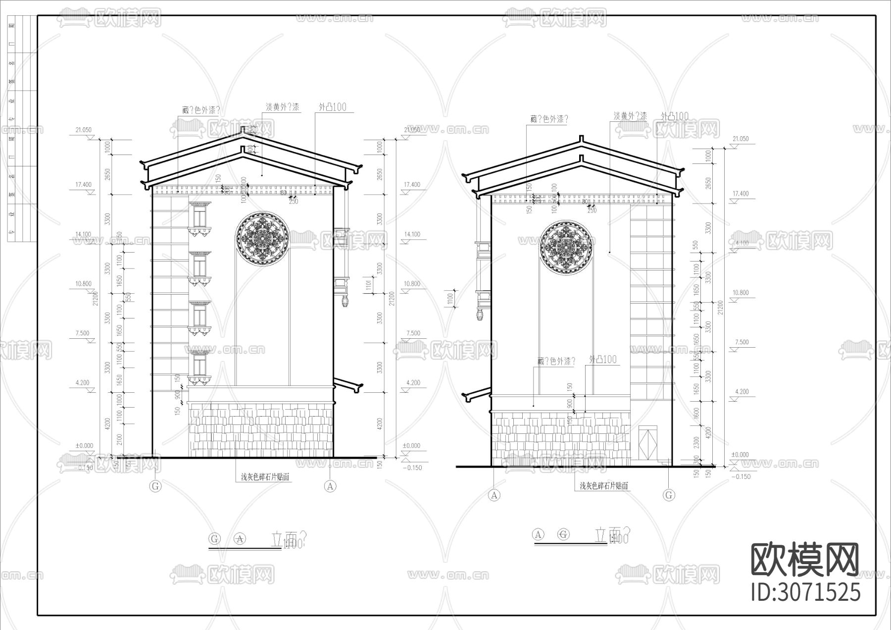 17套藏式风格建筑cad施工图下载（渲染图5）