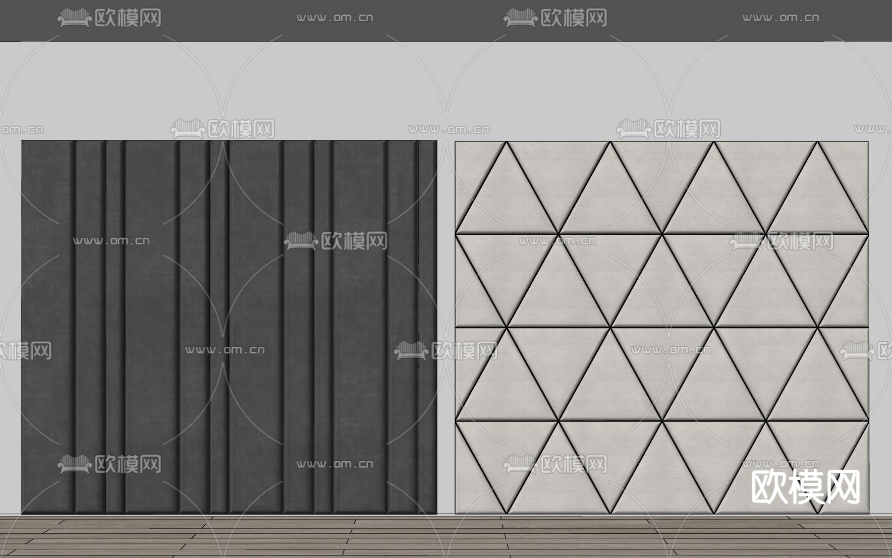 现代软包 背景墙 墙包su模型