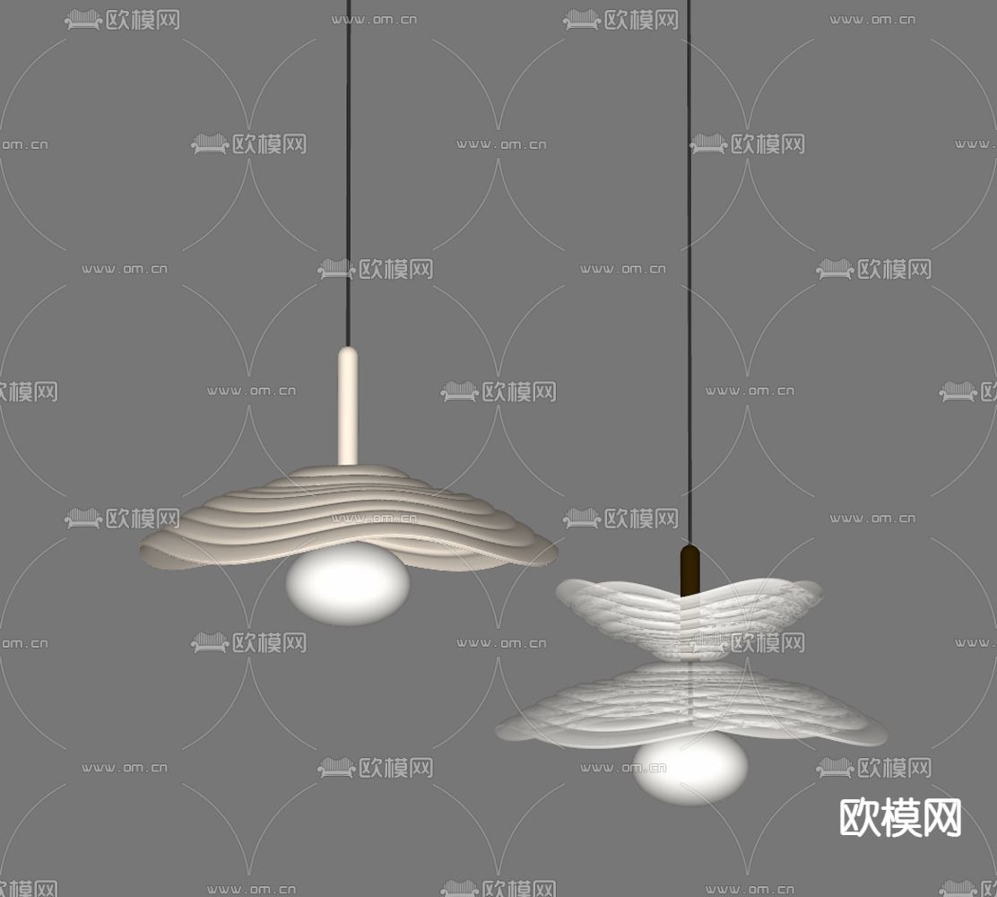 奶油风吊灯su模型下载（渲染图2）