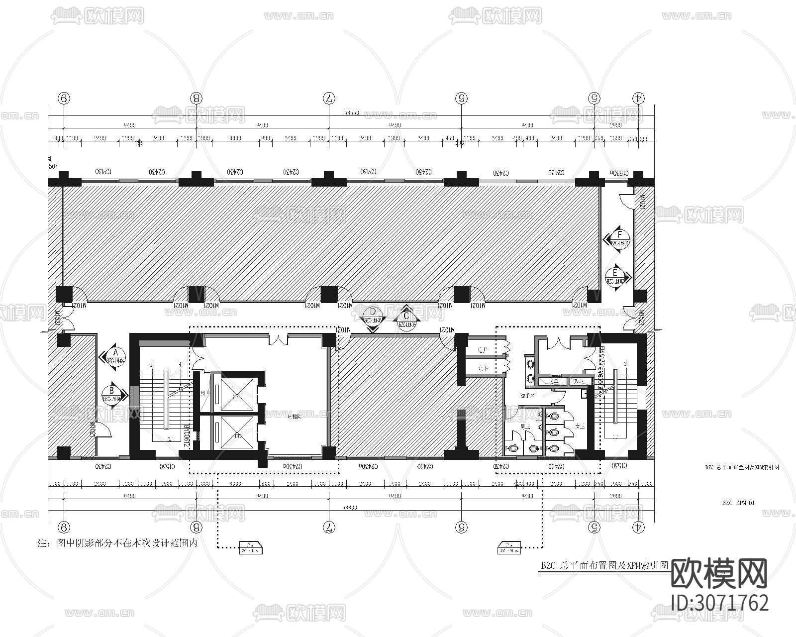 某现代办公楼cad施工图下载（渲染图9）