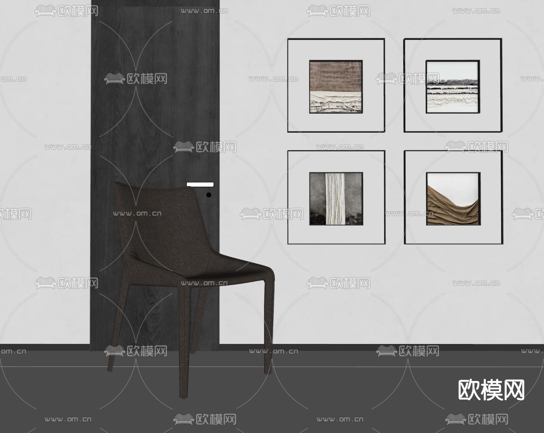 极简组合画 挂画 装饰画su模型下载（渲染图1）