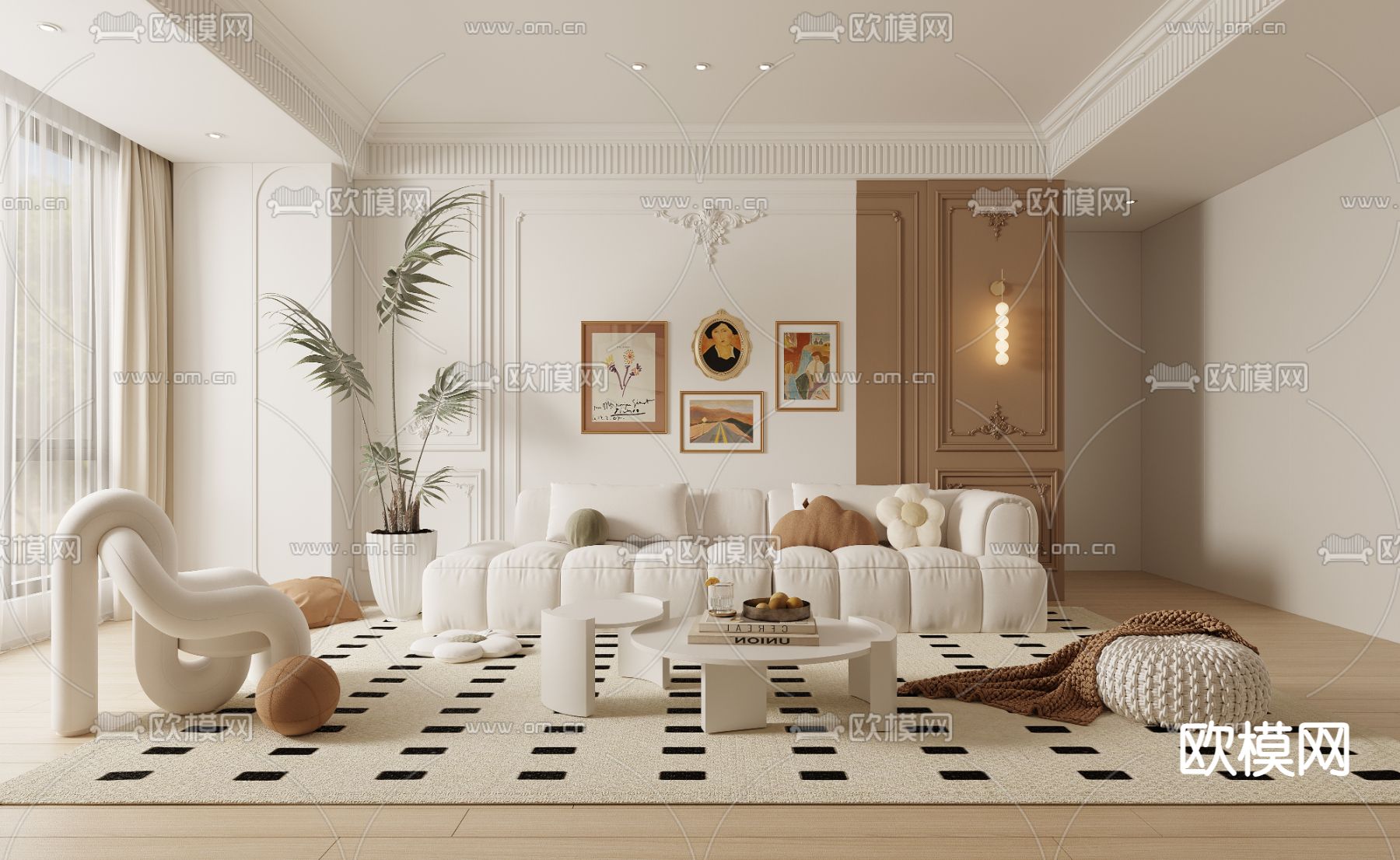 法式客厅3d模型下载