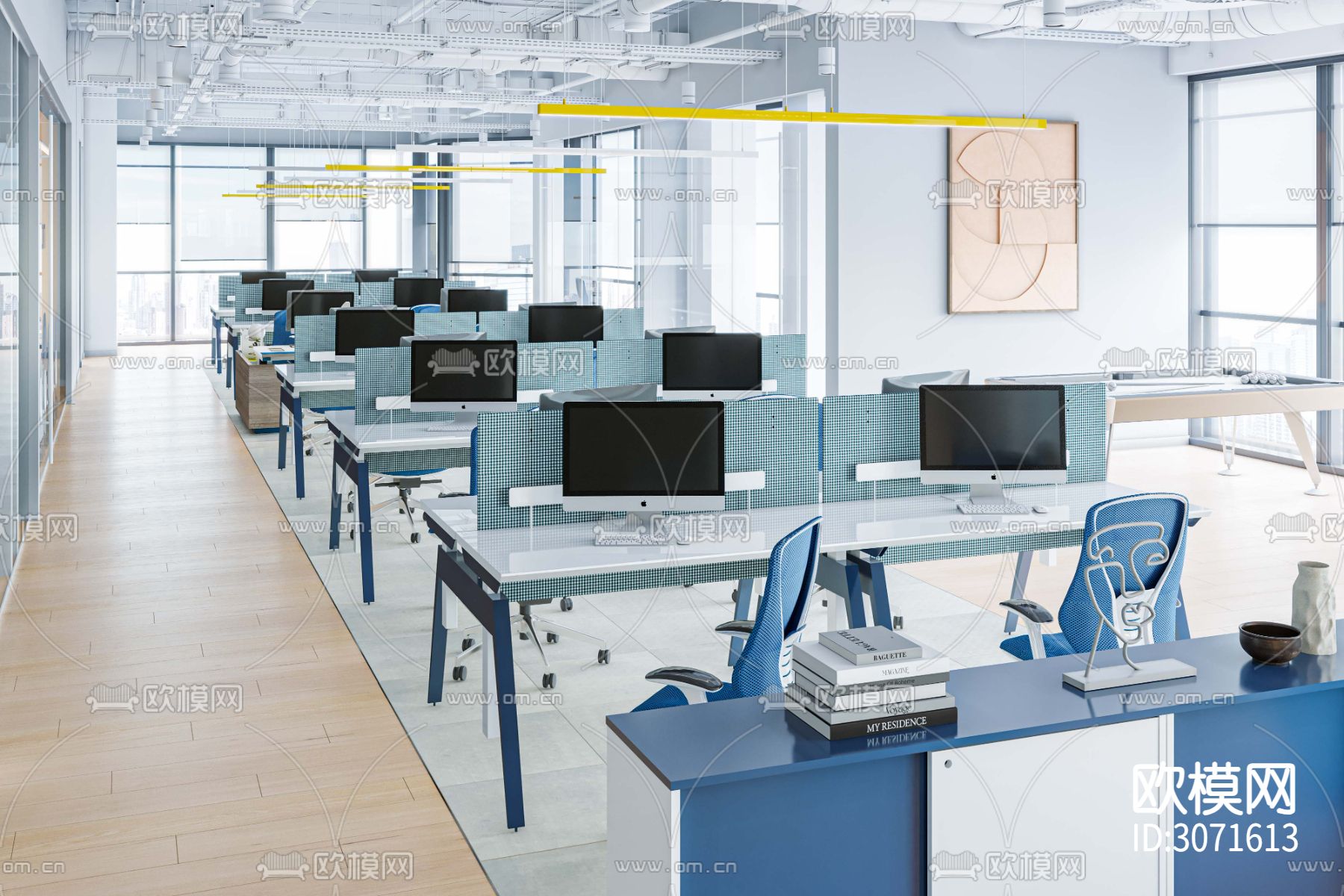 某办公楼整层cad施工图下载（渲染图9）