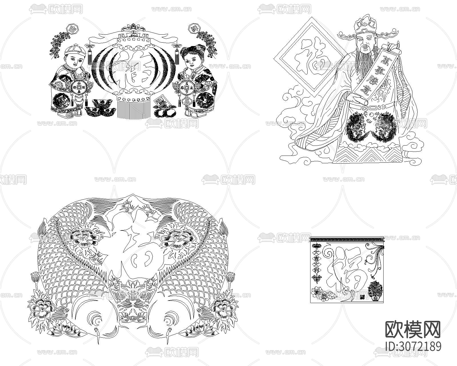 福字cad图库下载（渲染图1）