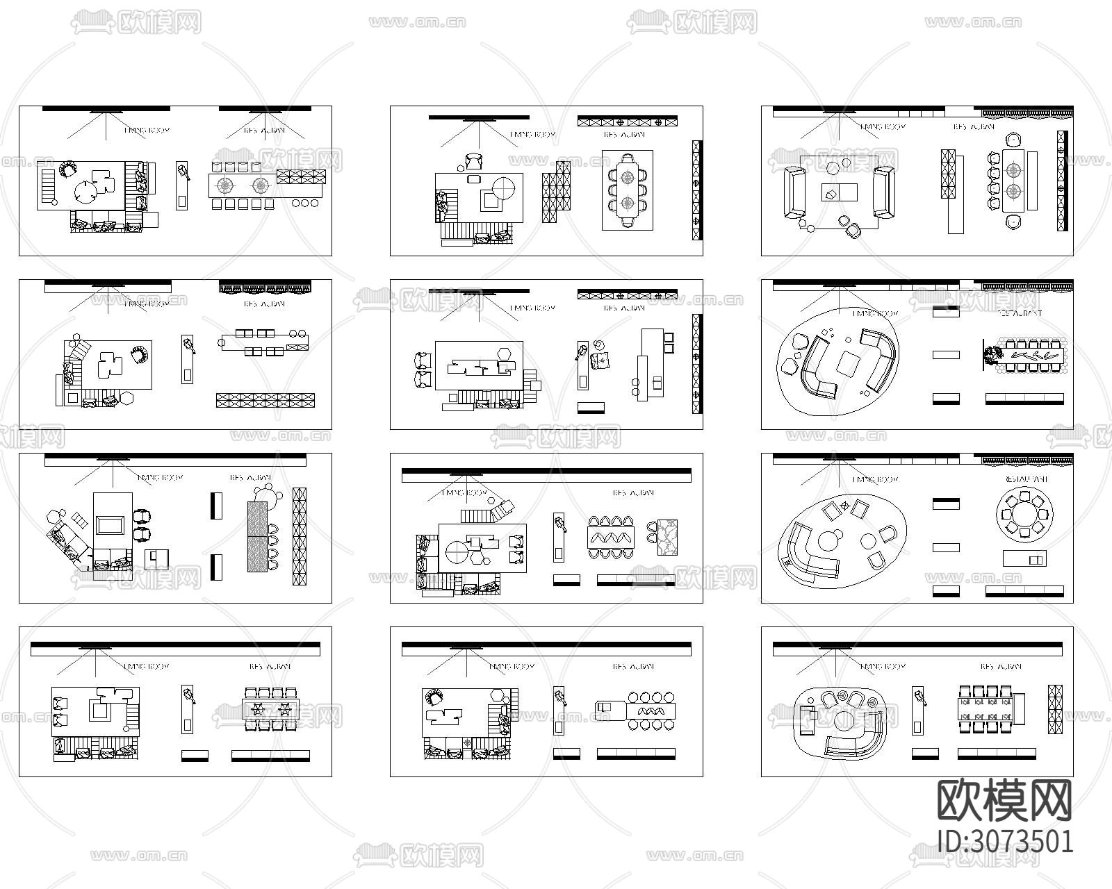 客厅沙发茶几cad图库下载（渲染图8）