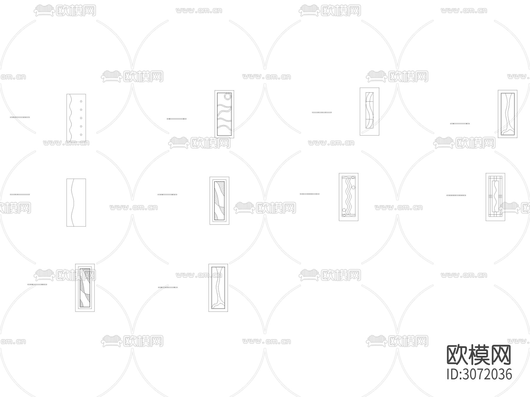 现代波浪纹理隔断 屏风cad图库下载