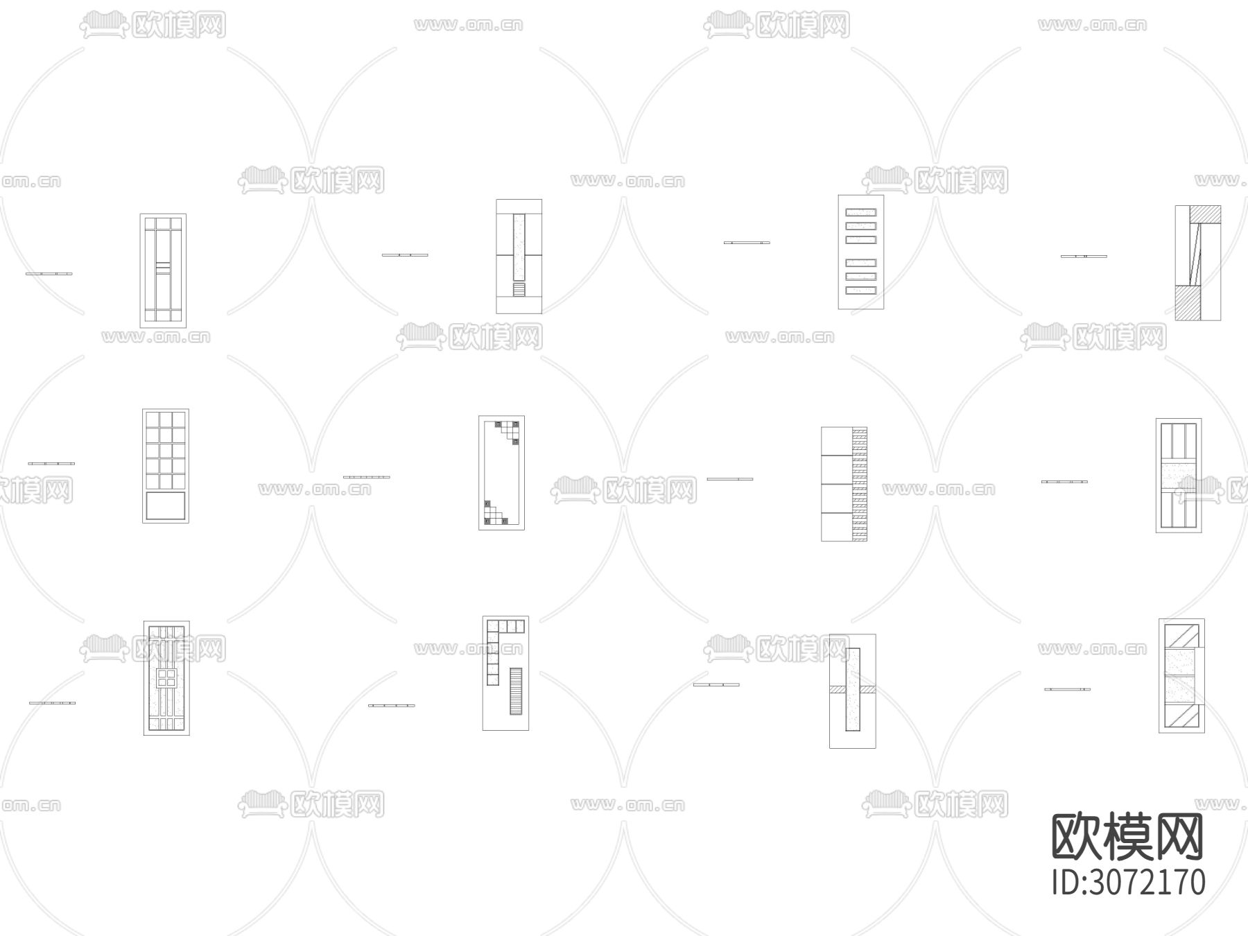 现代长方形组合纹理隔断 屏风cad图库下载