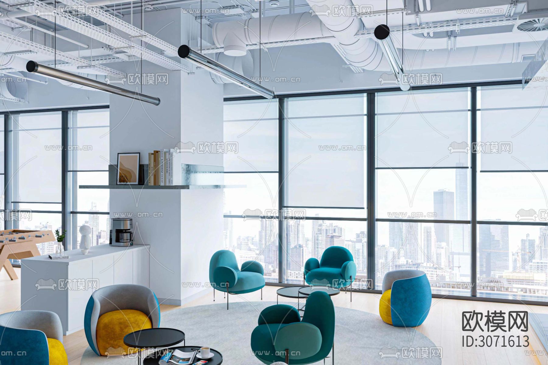 某办公楼整层cad施工图下载（渲染图10）