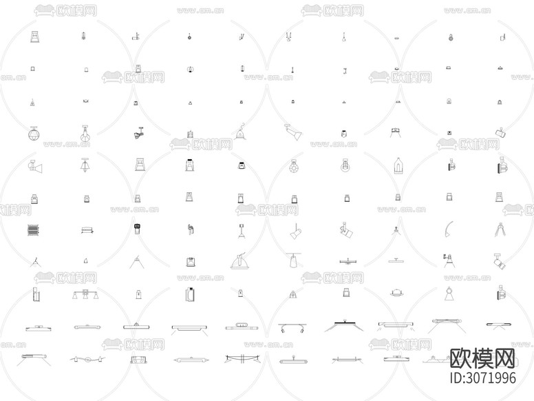 灯具 筒灯 射灯立面图cad图库下载(渲染图1)