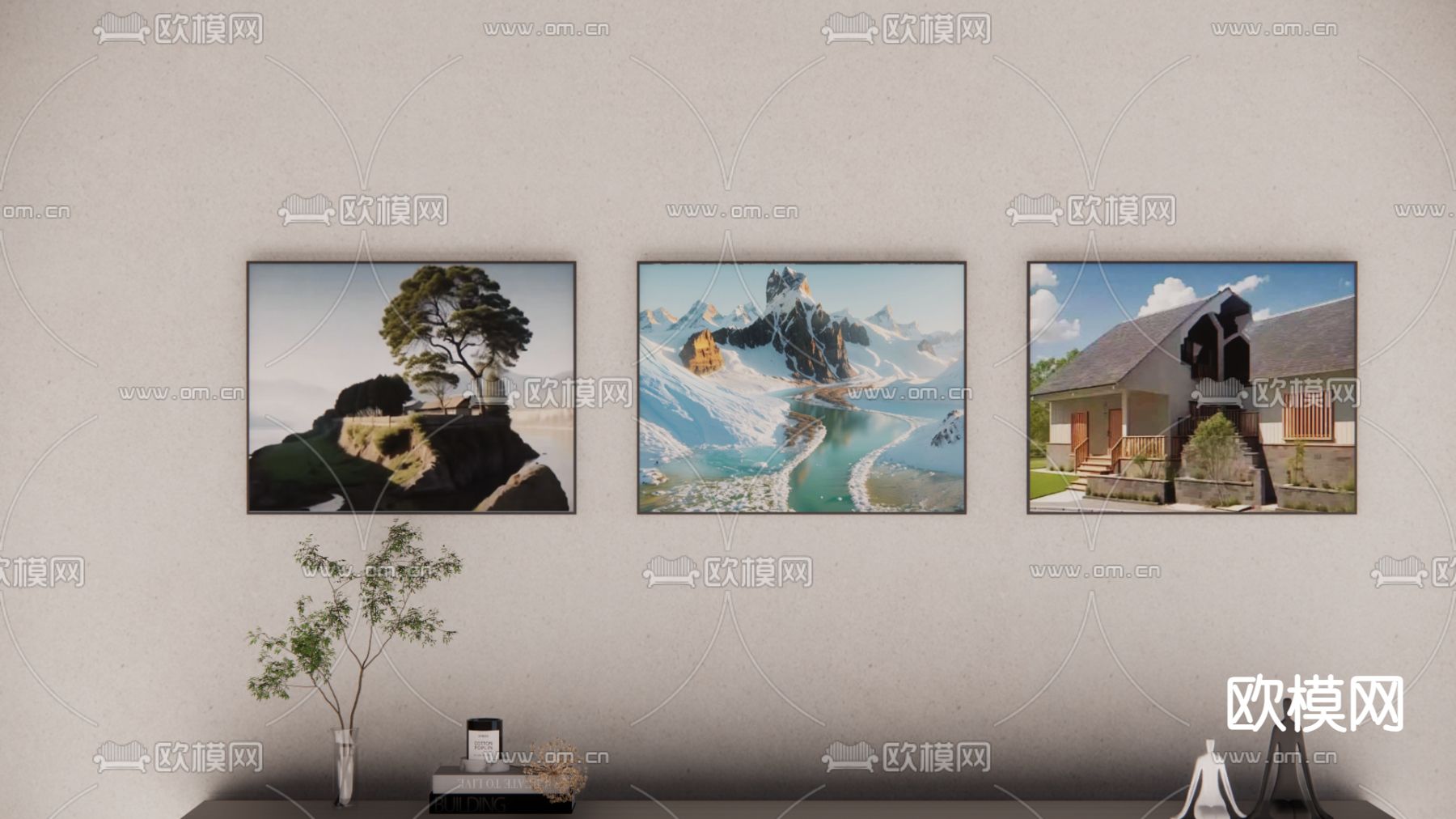 ikun风景画 挂画 装饰画 抽象人物画su模型下载_ID15097347_sketchup模型下载-欧模网