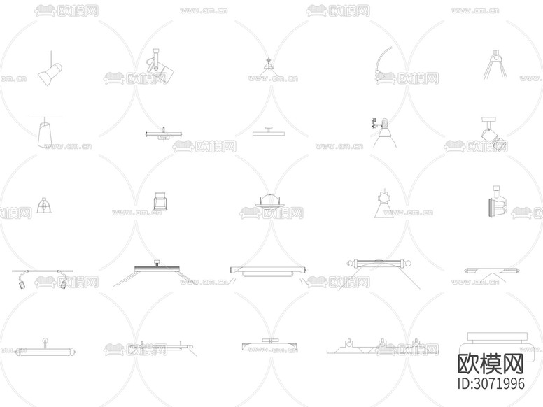灯具 筒灯 射灯立面图cad图库下载(渲染图3)
