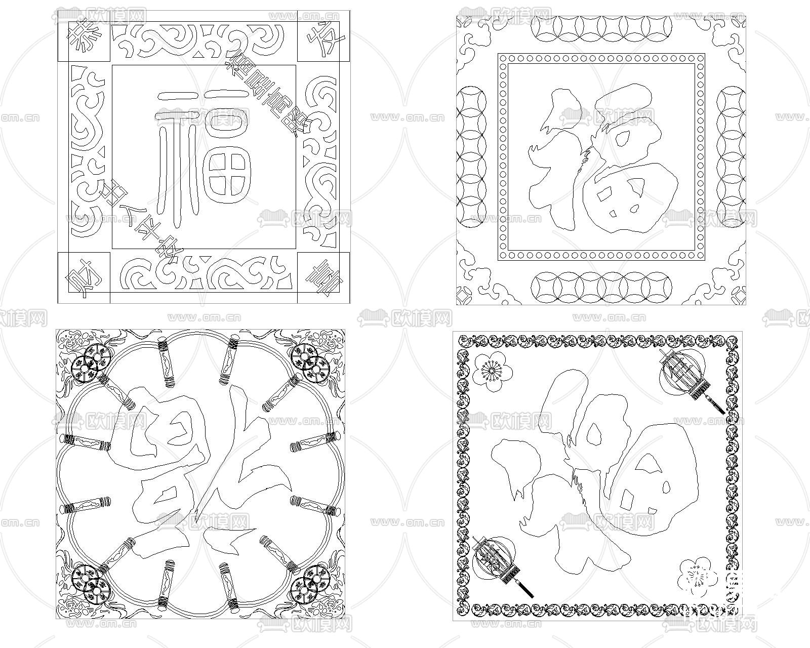 福字cad图库下载（渲染图3）