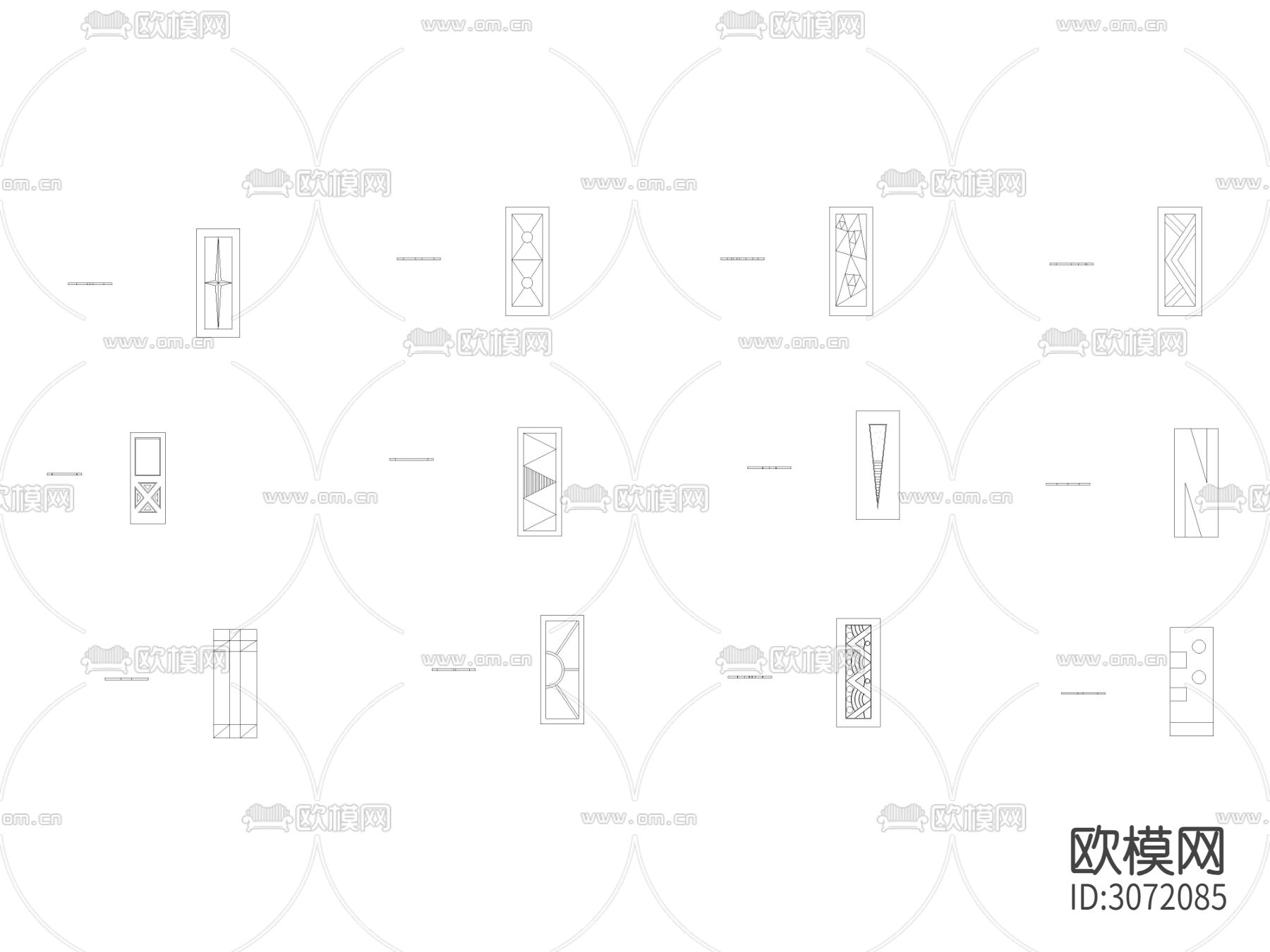 现代几何组合纹理隔断 屏风cad图库下载
