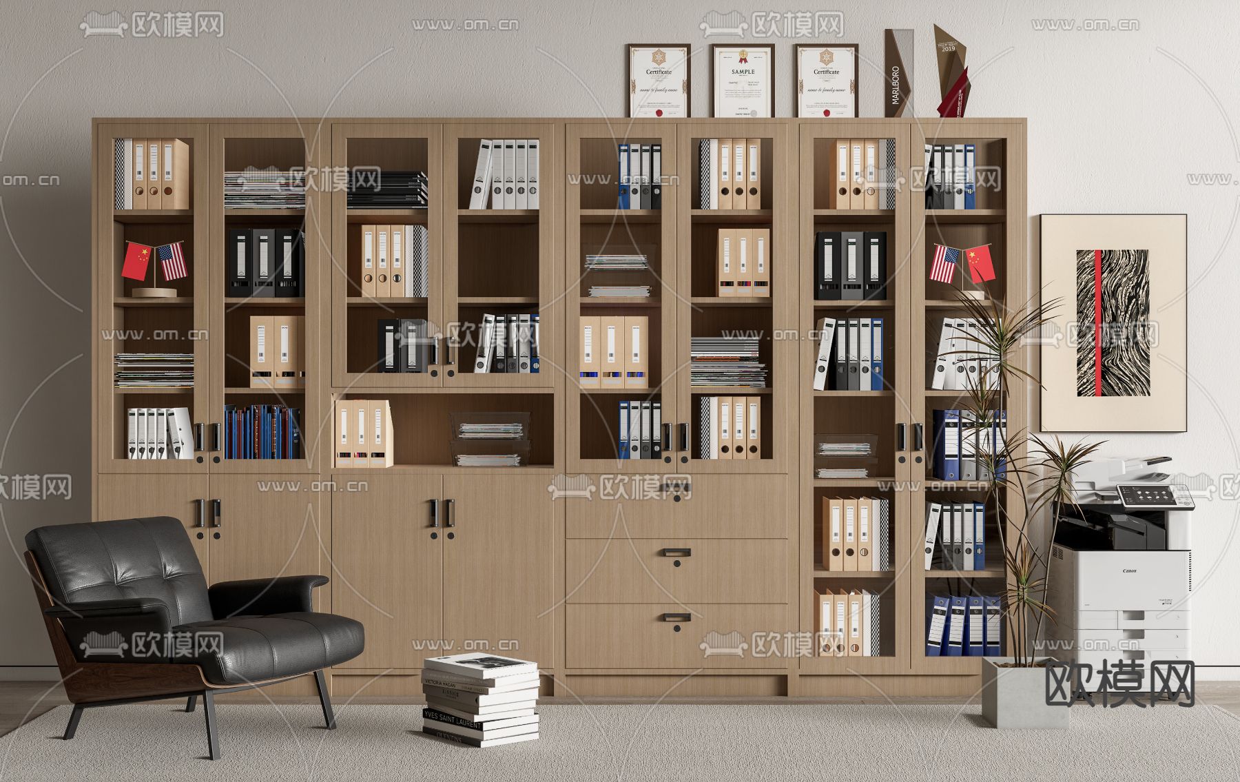 文件柜 档案柜 玻璃书柜 资料柜3d模型下载