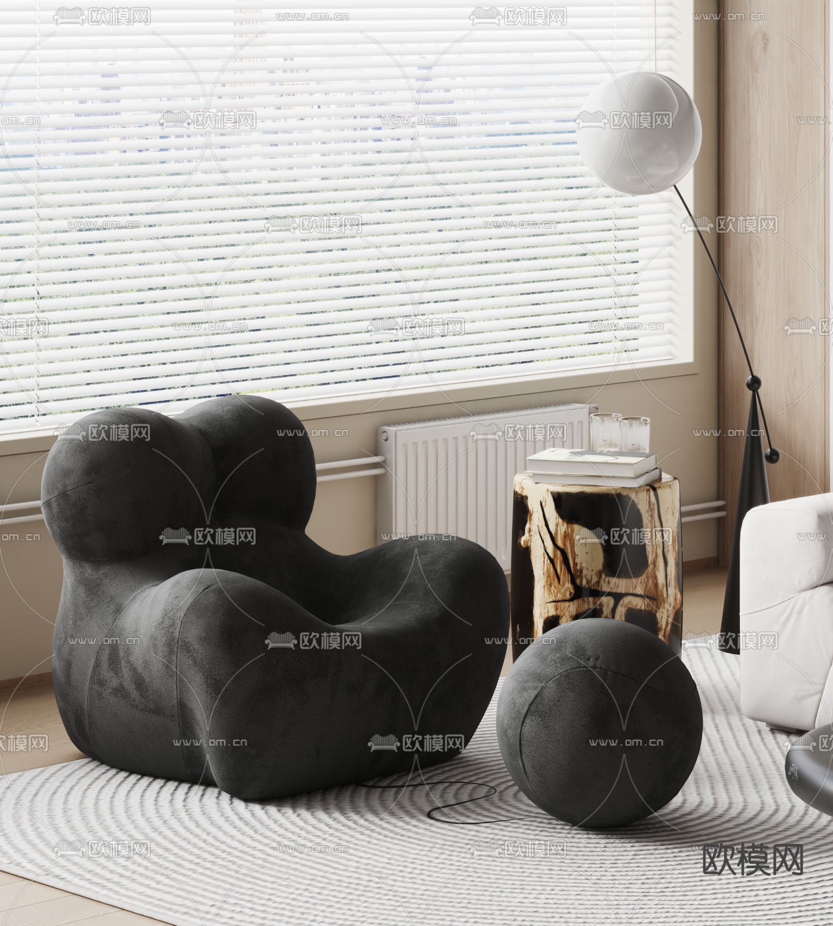 现代单人沙发 母亲怀抱椅su模型下载（渲染图1）