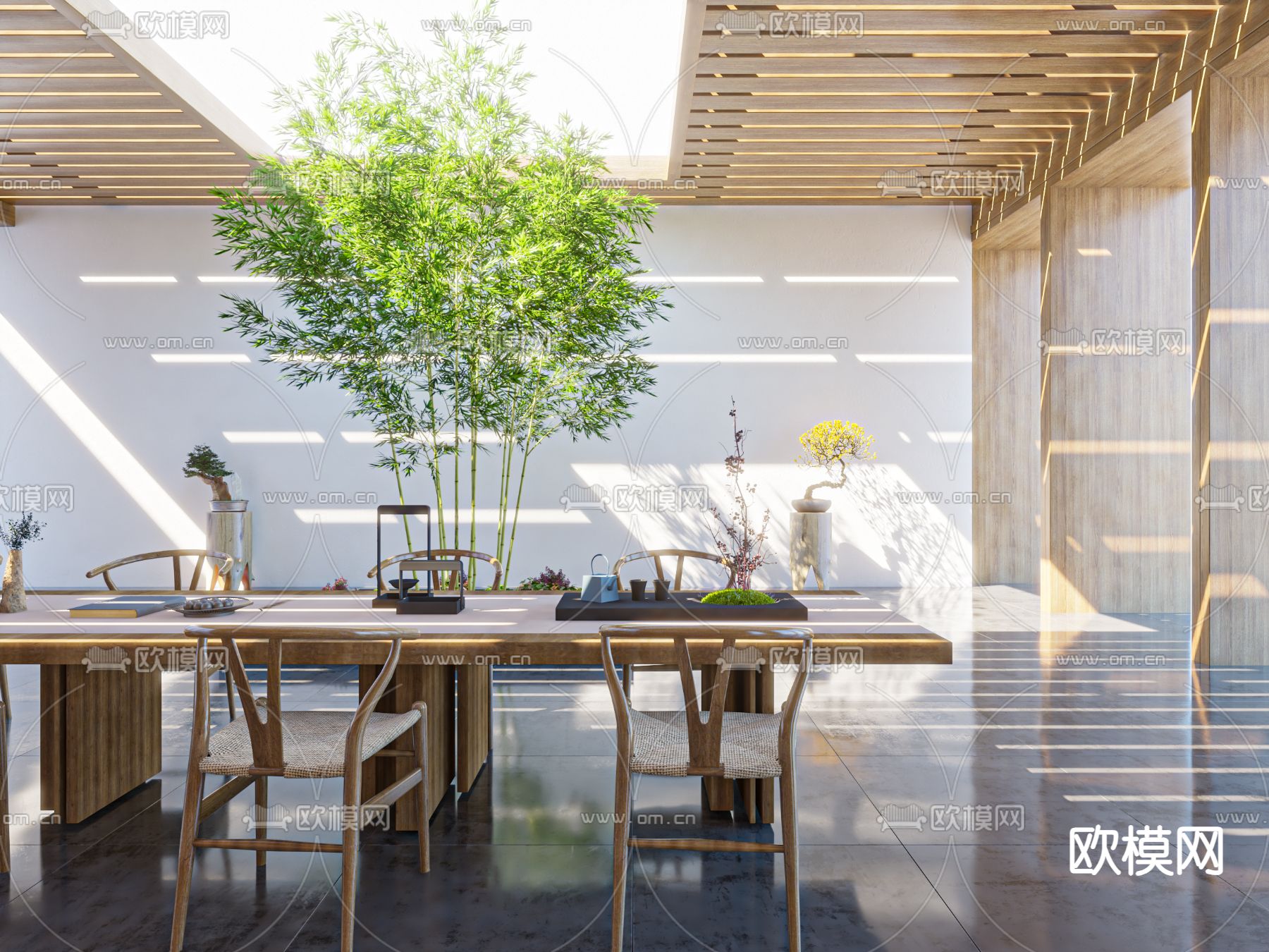 中式茶楼 会所茶室3d模型下载（渲染图2）