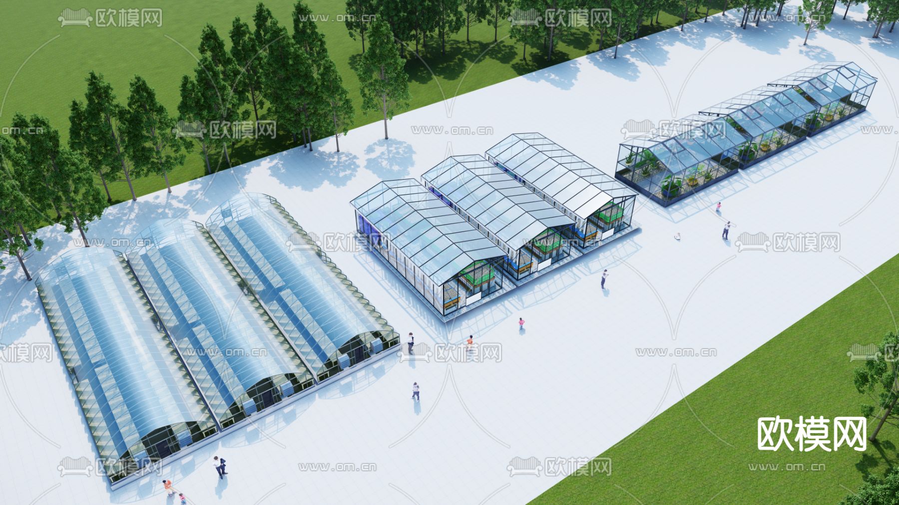 温室大棚 农业蔬菜大棚 种植采光大棚 阳光房su模型下载（渲染图4）