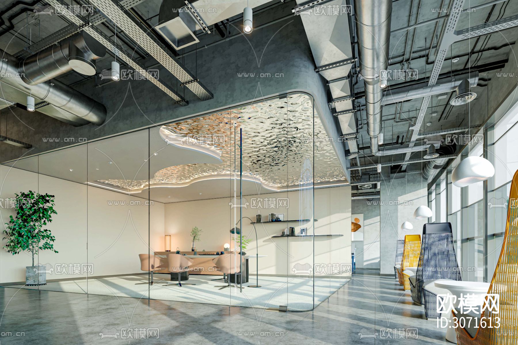 某办公楼整层cad施工图下载（渲染图6）