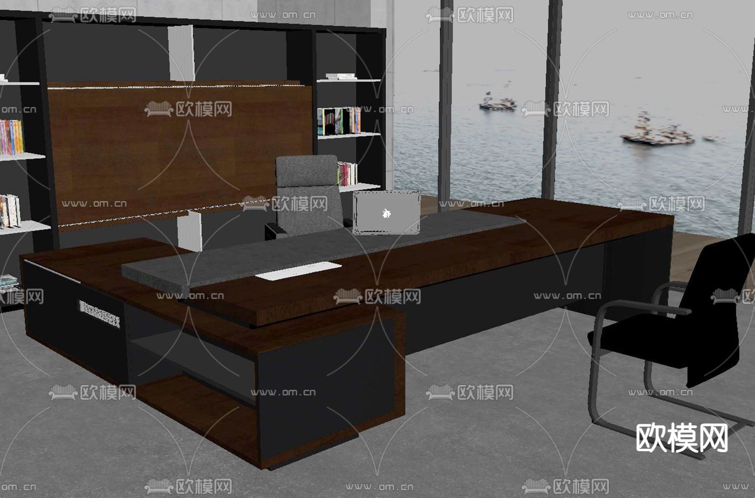 班台桌 大班桌 老板桌su模型下载（渲染图1）