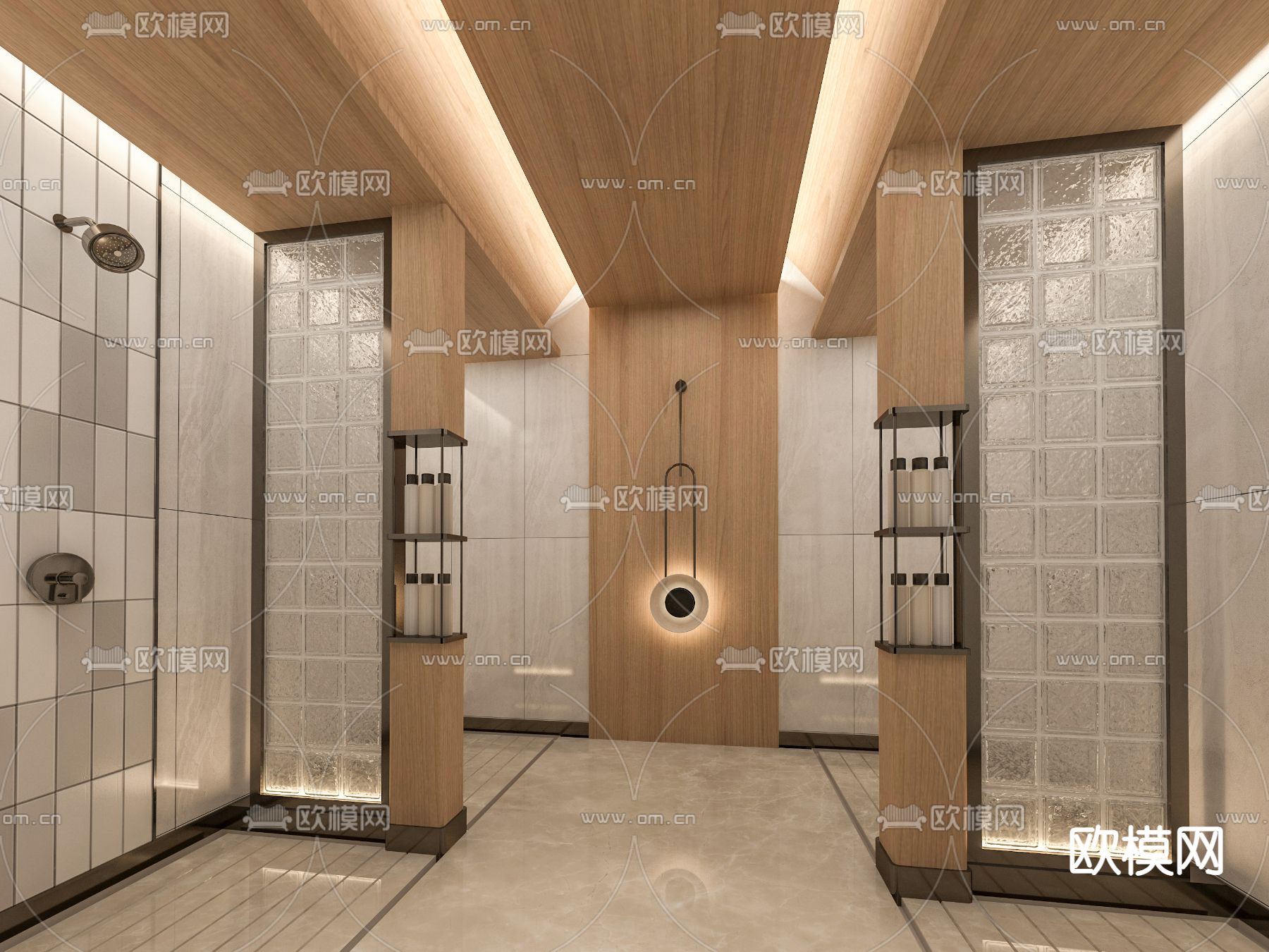现代淋浴间 公共澡堂su模型下载（渲染图2）