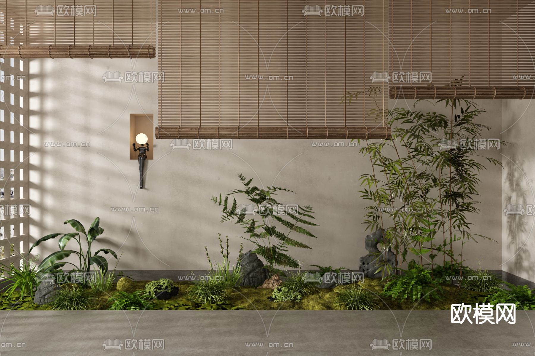 新中式植物堆 竹子造景3d模型下载