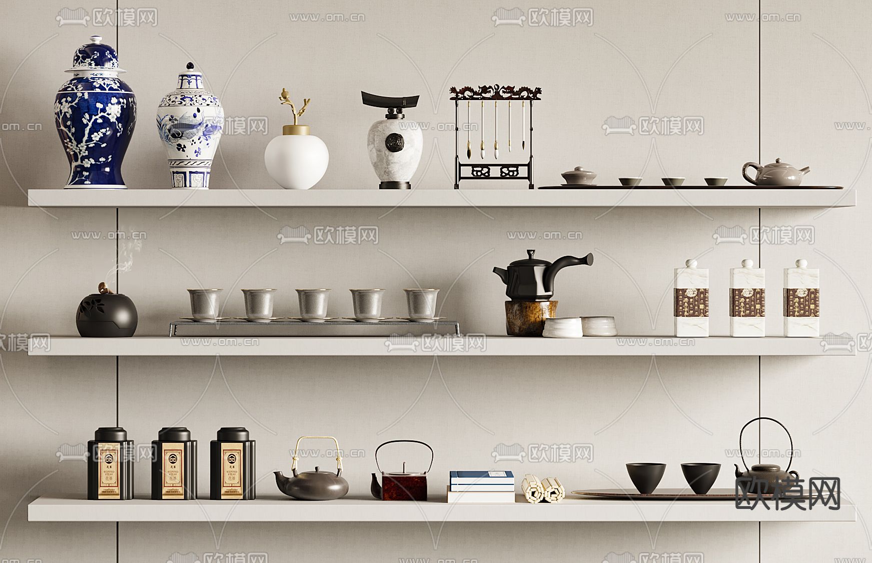 茶具 茶杯 装饰品 摆件su模型下载（渲染图2）