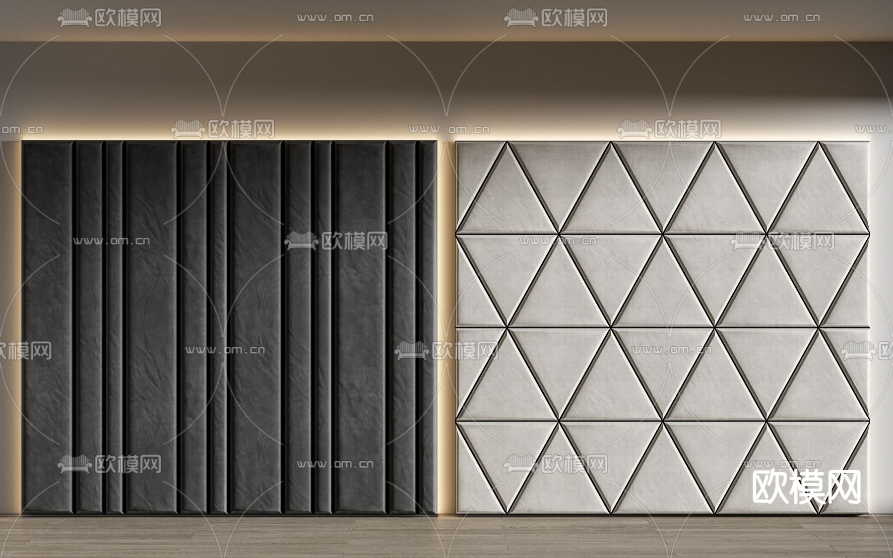 现代软包 背景墙 墙包su模型