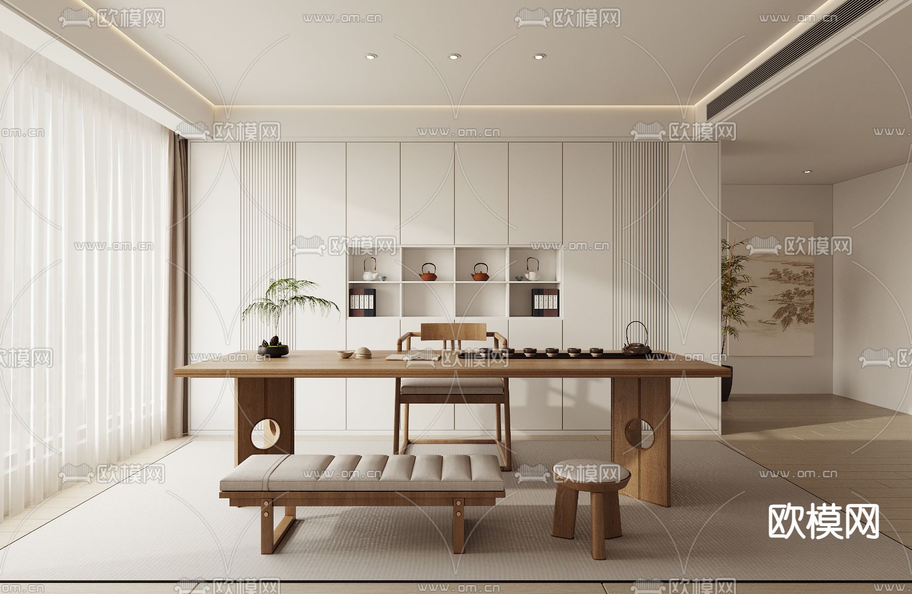 新中式茶室3d模型下载