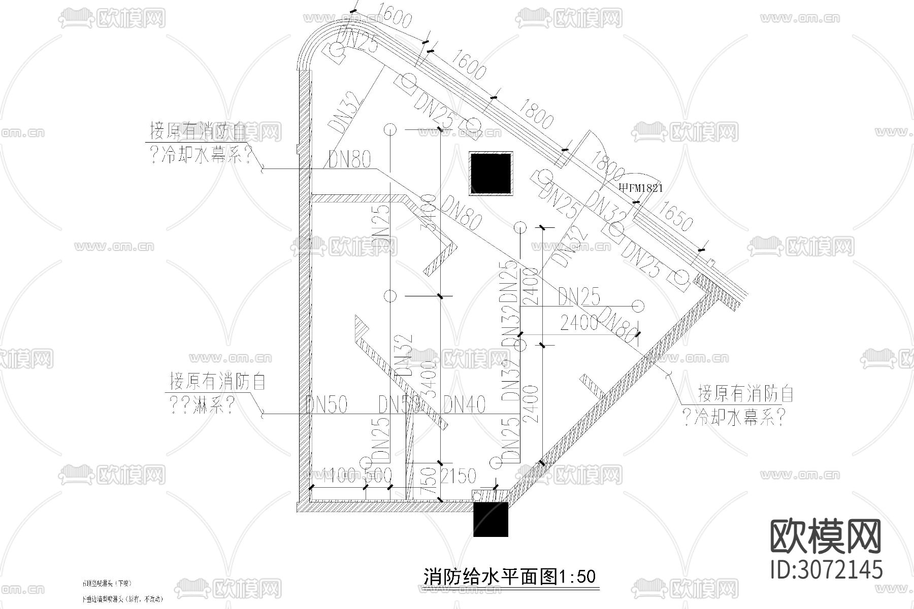 商场店铺消防天花插座布置土消防给水火灾报警cad施工图下载（渲染图5）