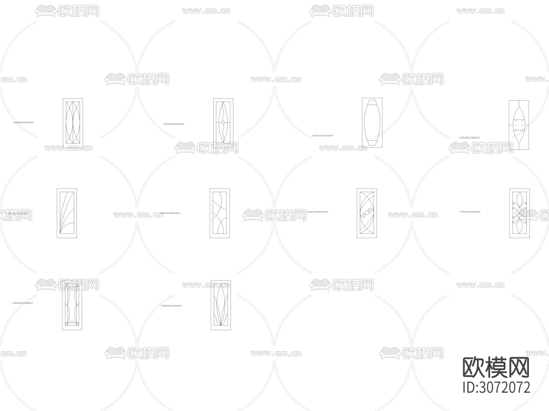 现代弧度纹理隔断 屏风cad图库下载