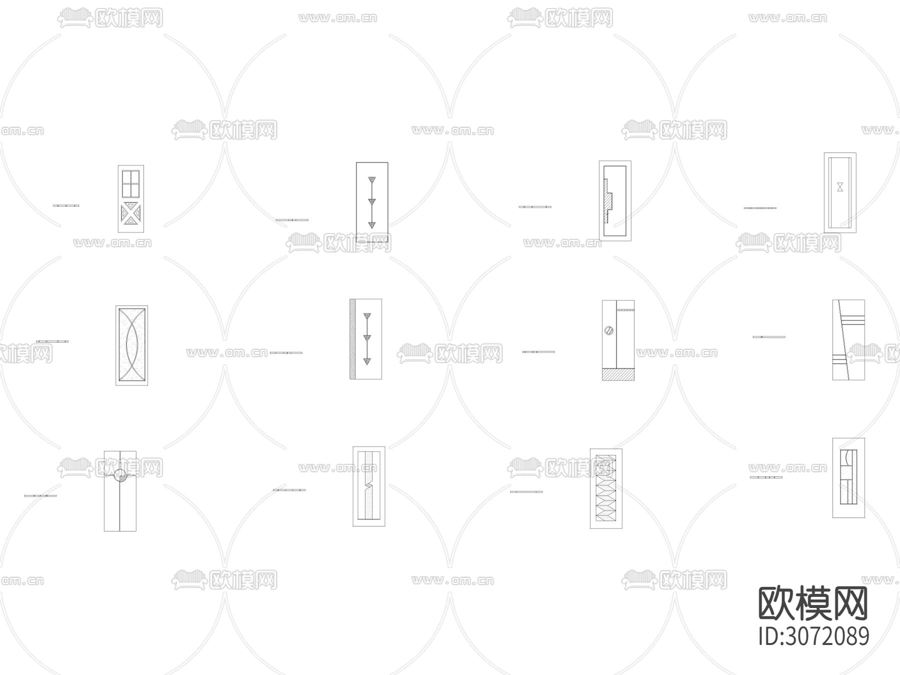 现代几何组合纹理隔断 屏风cad图库下载