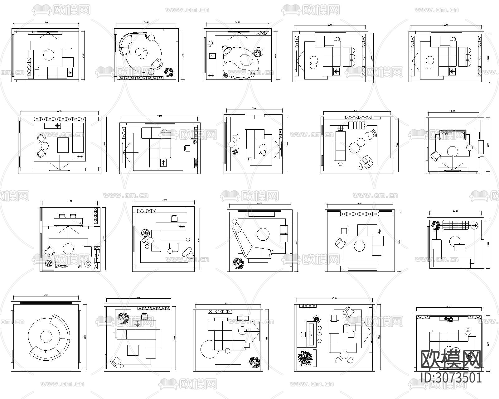 客厅沙发茶几cad图库下载（渲染图5）