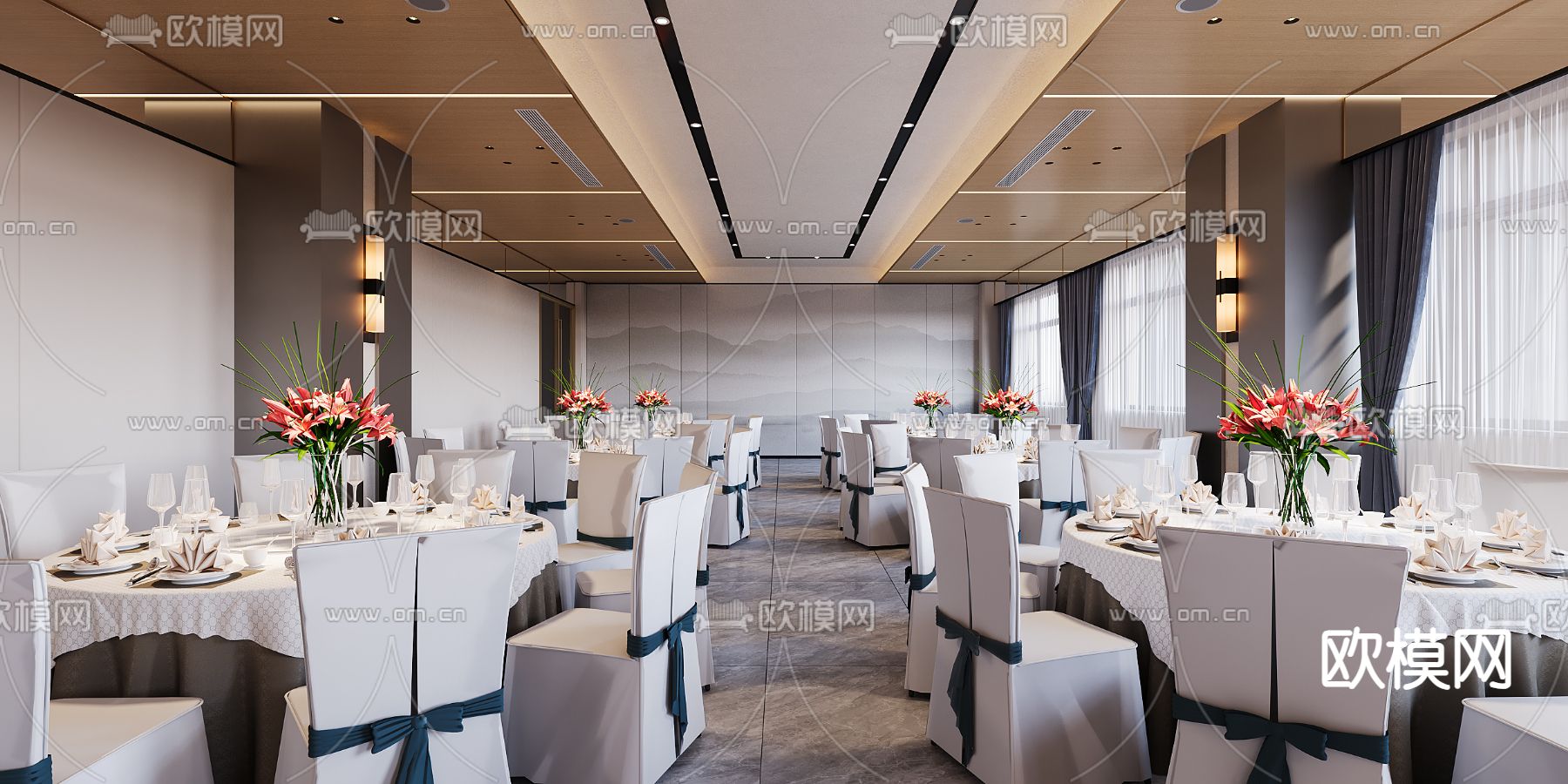 中式宴会厅3d模型下载（渲染图5）