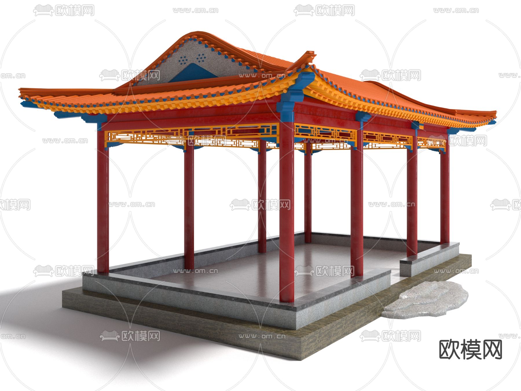 中式凉亭 景观亭3d模型下载