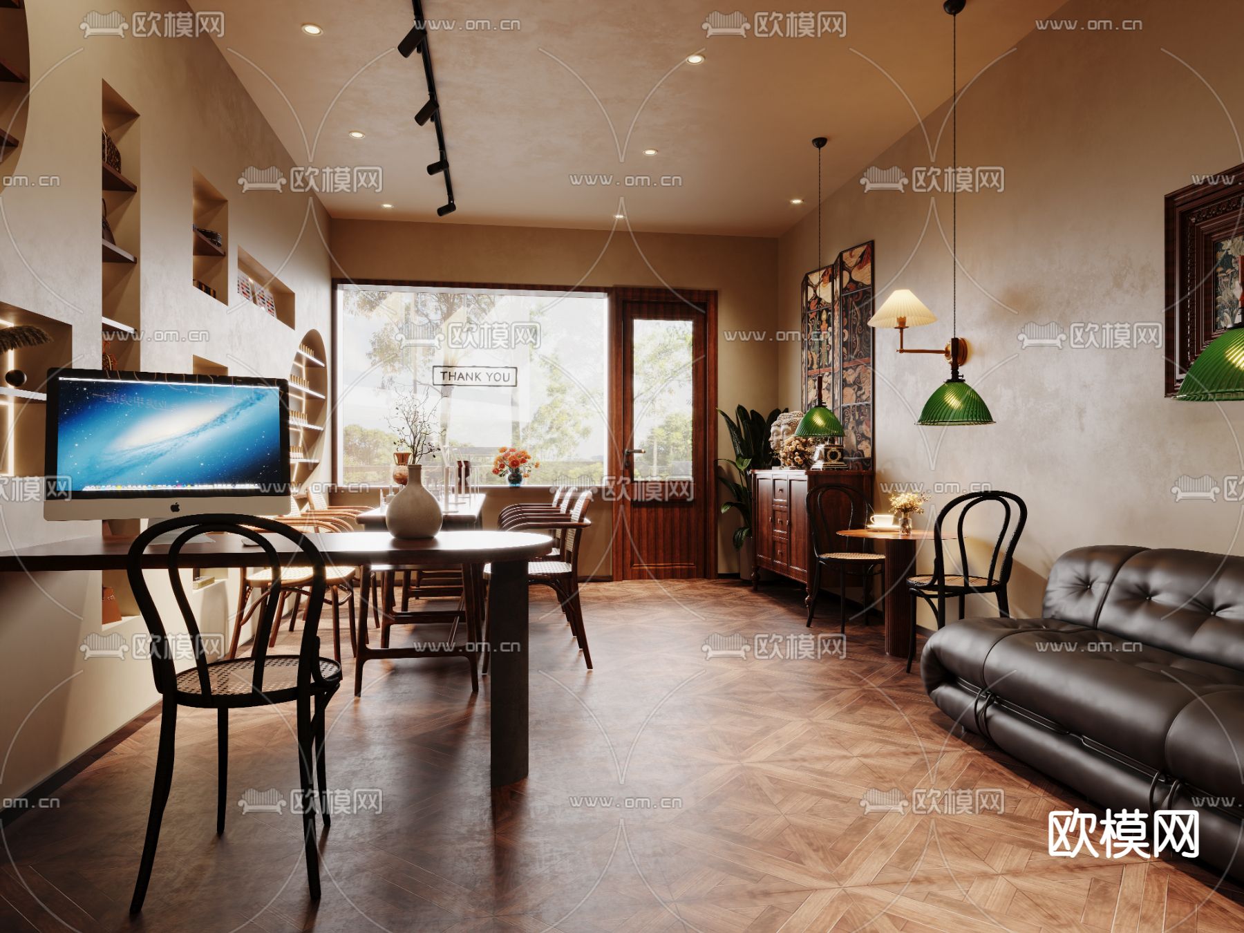 中古风美容店 美甲店3d模型下载（渲染图4）