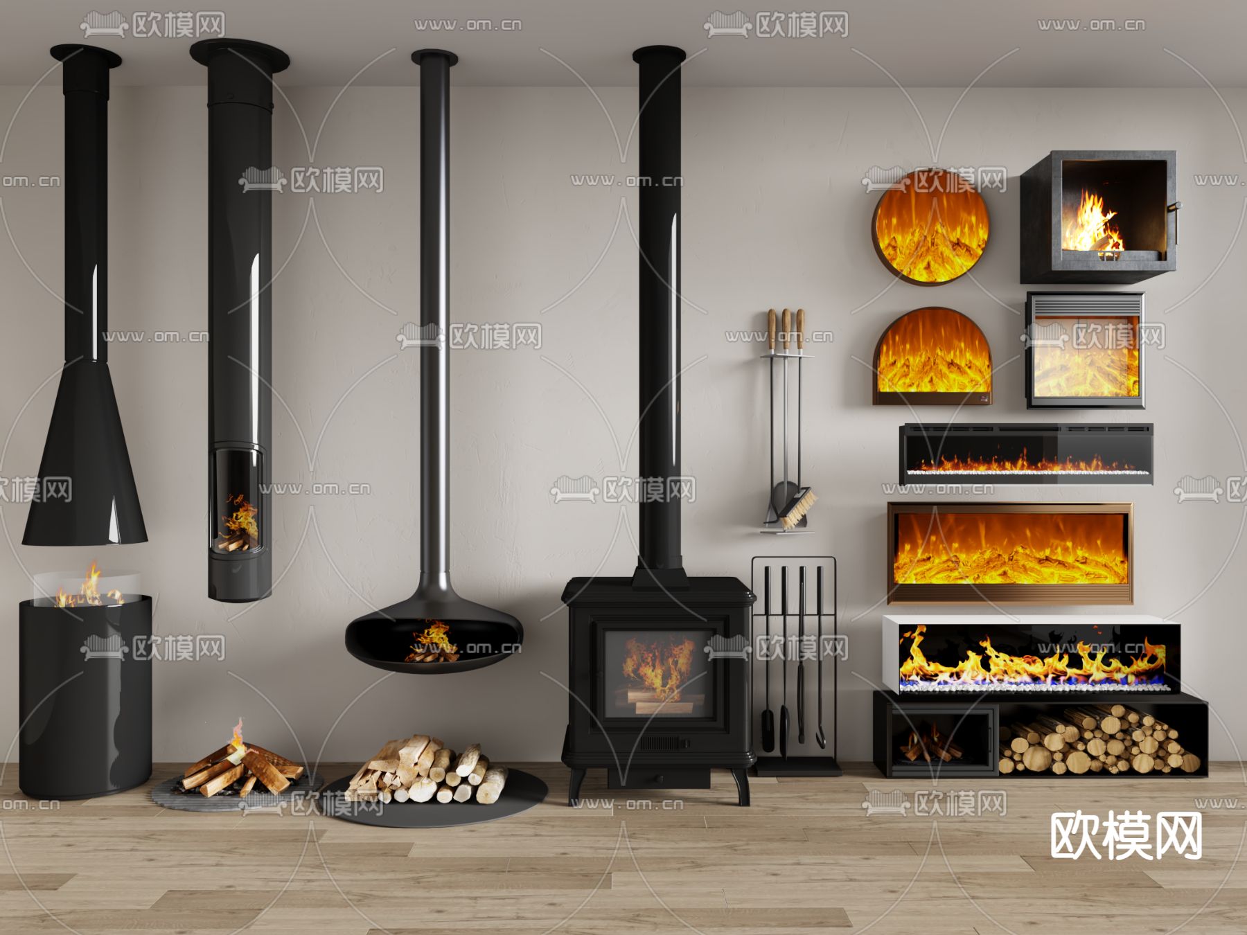现代壁炉 电子壁炉 火炉3d模型下载
